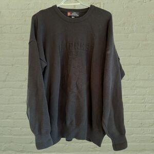 Vintage cotton knit crew neck with impress crest black